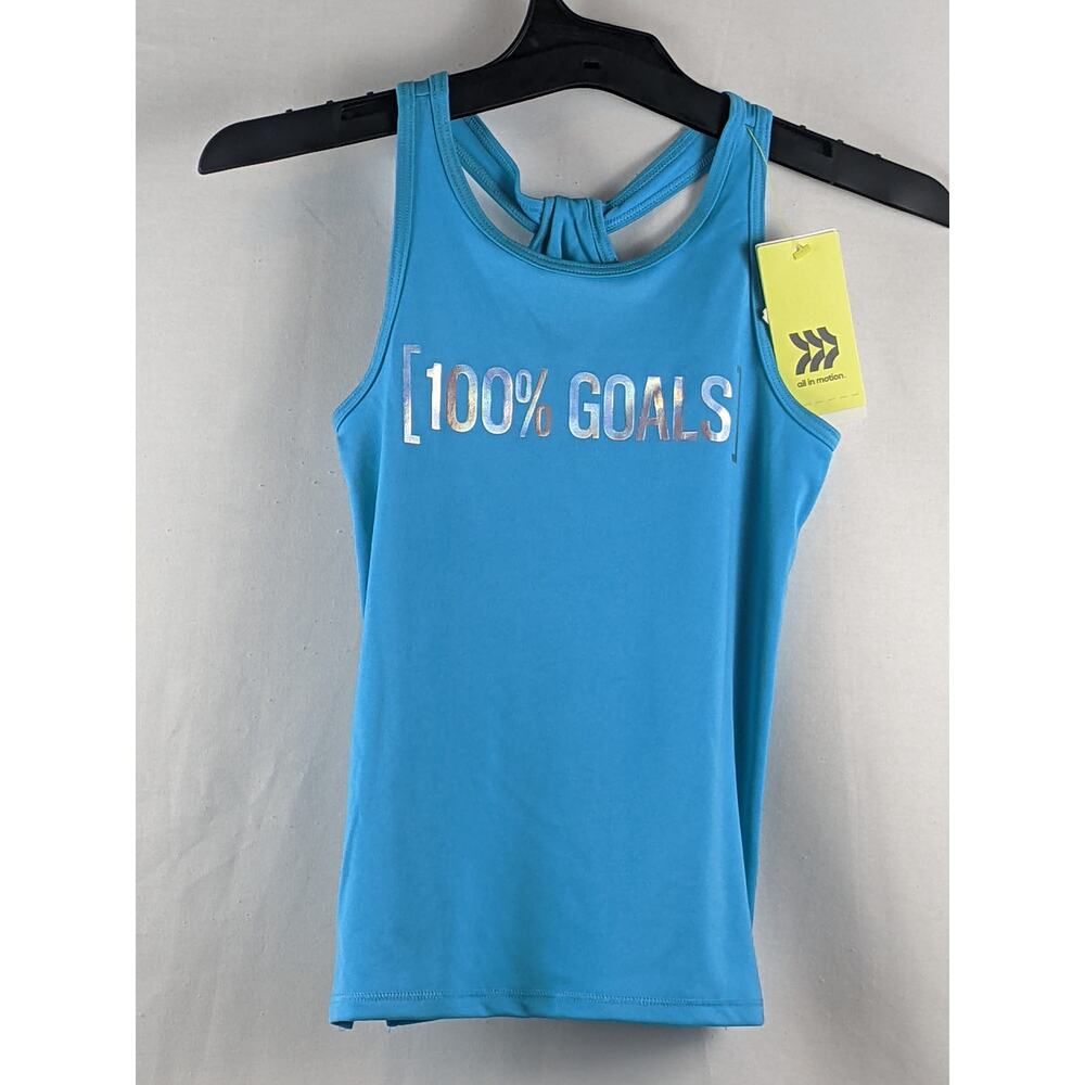 All in Motion‎ 100% Goals Graphic Tank Turquoise Blue XS Performance Sleeveless
